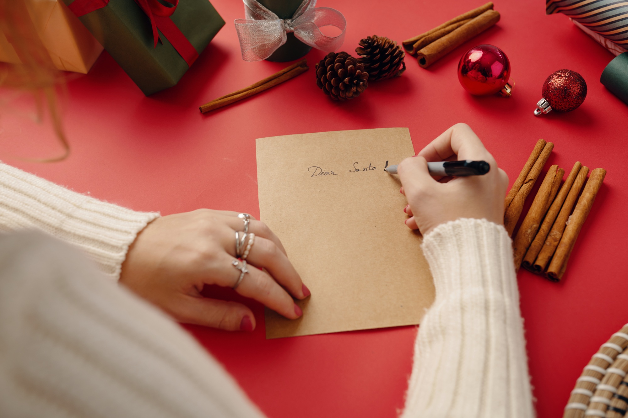 Crafting Holiday Letter with Festive Decorations