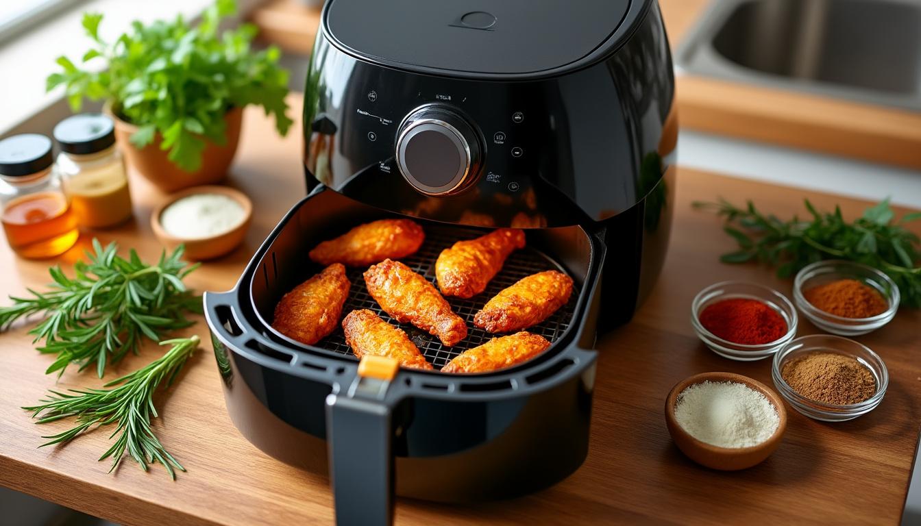 découvrez comment réussir une marinade parfaite pour des chicken wings à l’air fryer : astuces, ingrédients clés et saveurs intenses, croustillantes et juteuses.