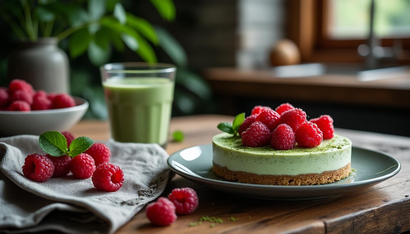 découvrez notre financier au thé matcha et framboise : un dessert moelleux qui marie la douceur du matcha à la fraîcheur acidulée des framboises, pour une expérience gourmande aussi originale que savoureuse.