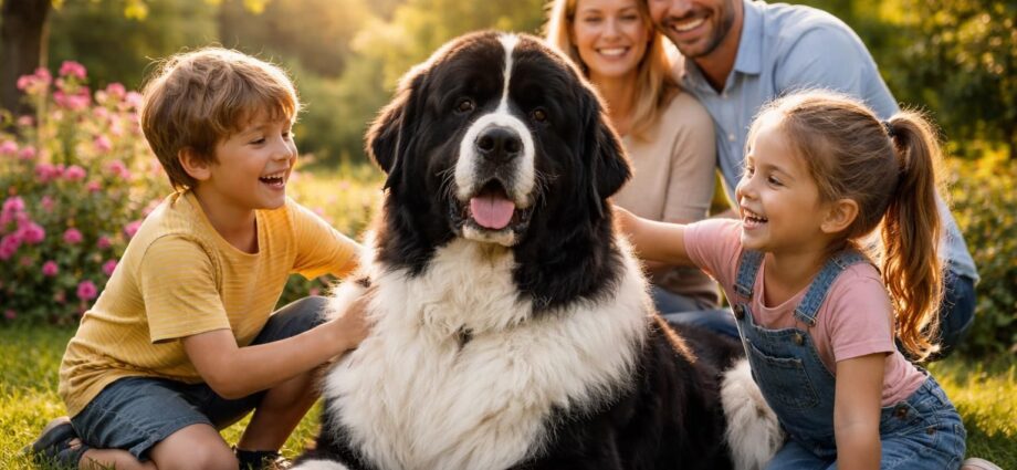 découvrez le terre neuve blanc et noir, un chien doux et protecteur, parfait compagnon pour toute la famille.