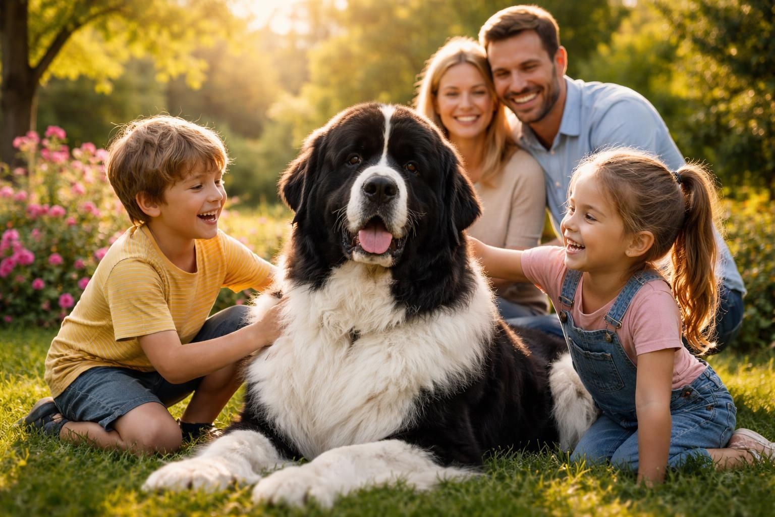 découvrez le terre neuve blanc et noir, un chien doux et protecteur, parfait compagnon pour toute la famille.